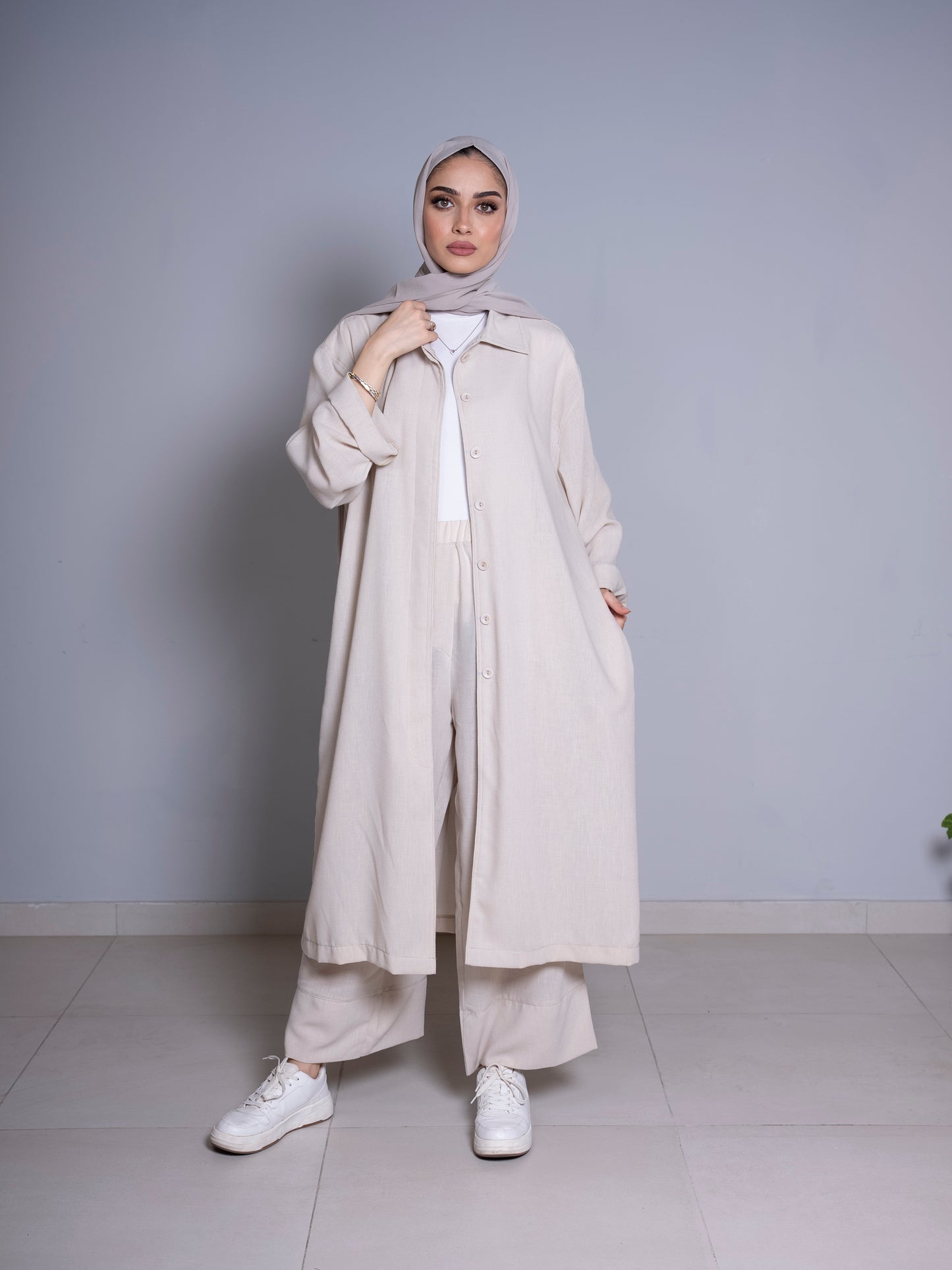 Beige Linen Suit