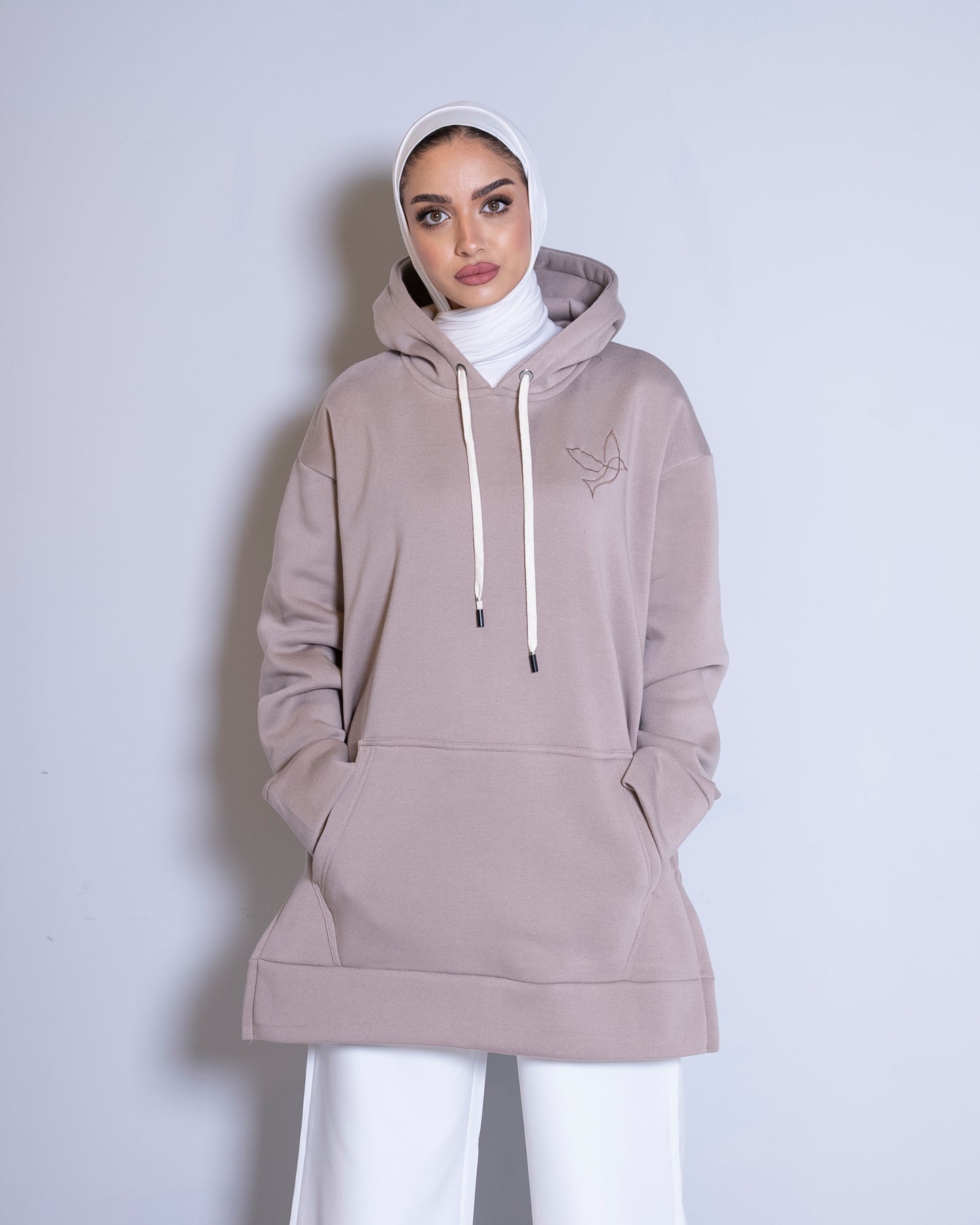 Beige winter hoodie