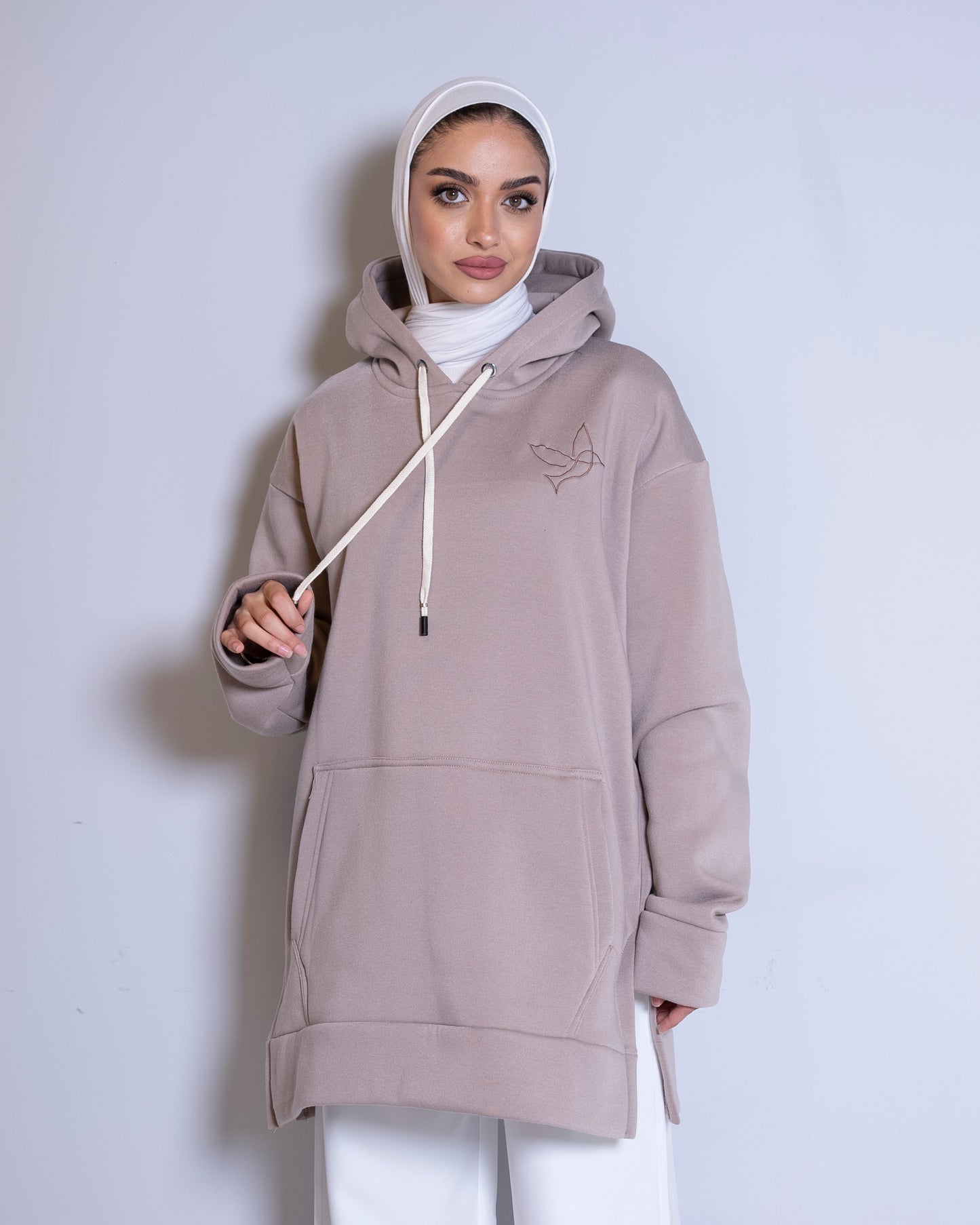 Beige winter hoodie