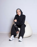 Black Short Hoodie and Black Pants Set