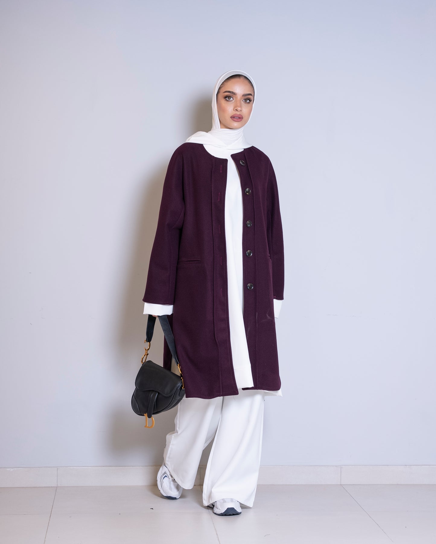 Burgundy wool coat