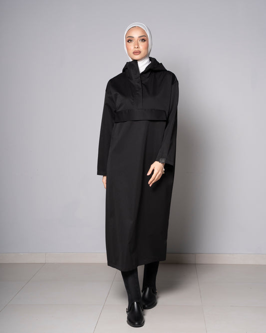 Black Midi Zip Up Hoodie