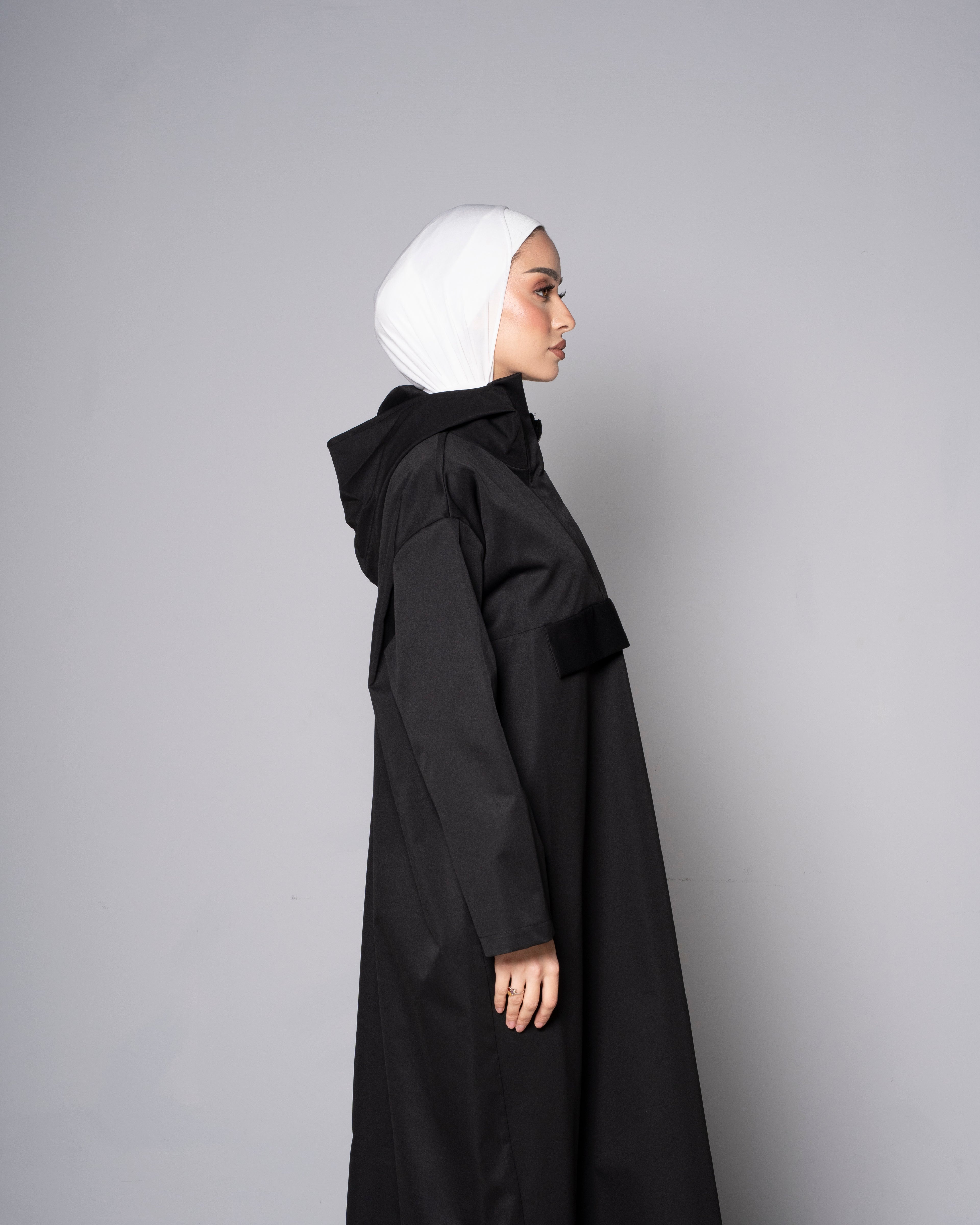 Black Midi Zip Up Hoodie