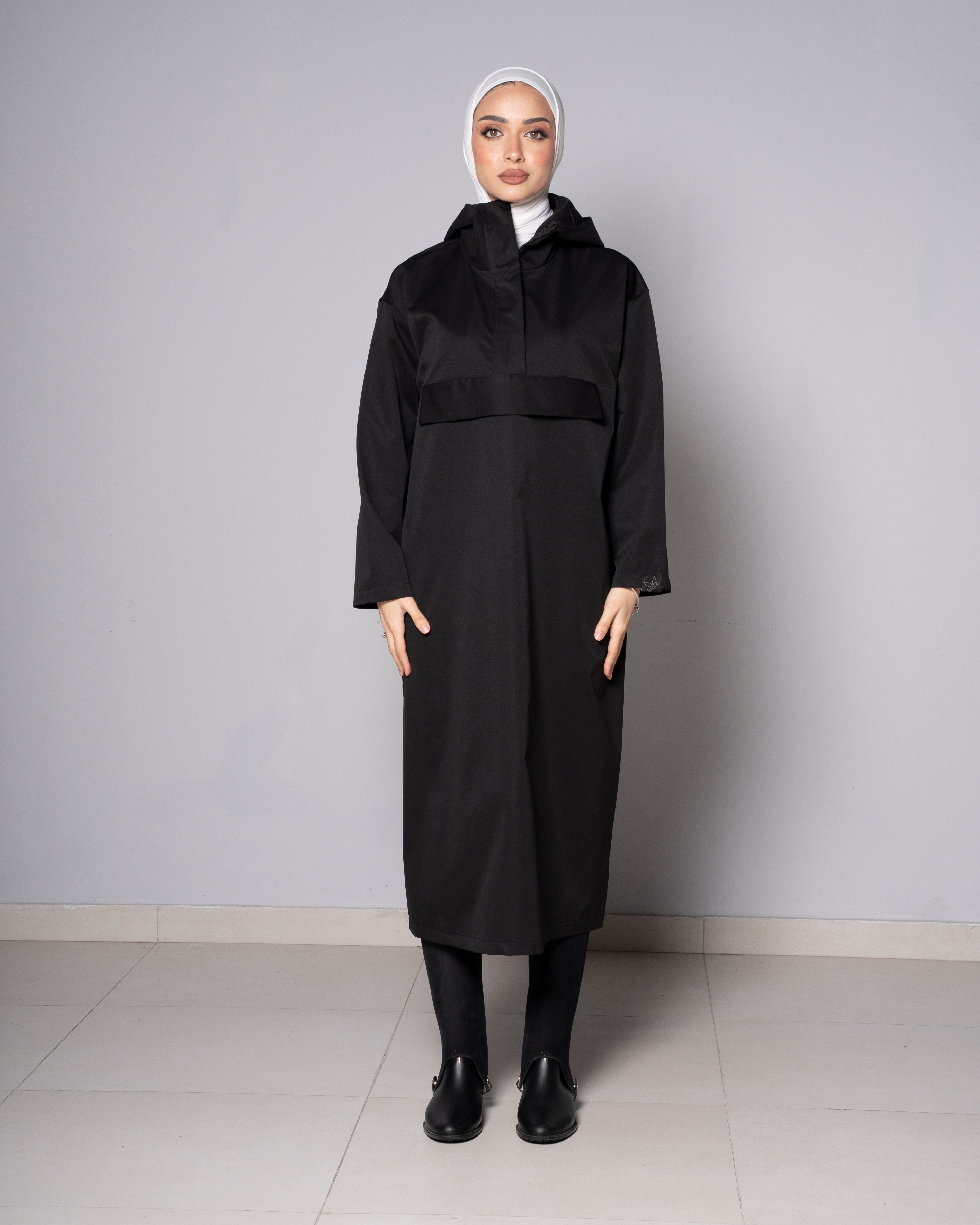 Black Midi Zip Up Hoodie