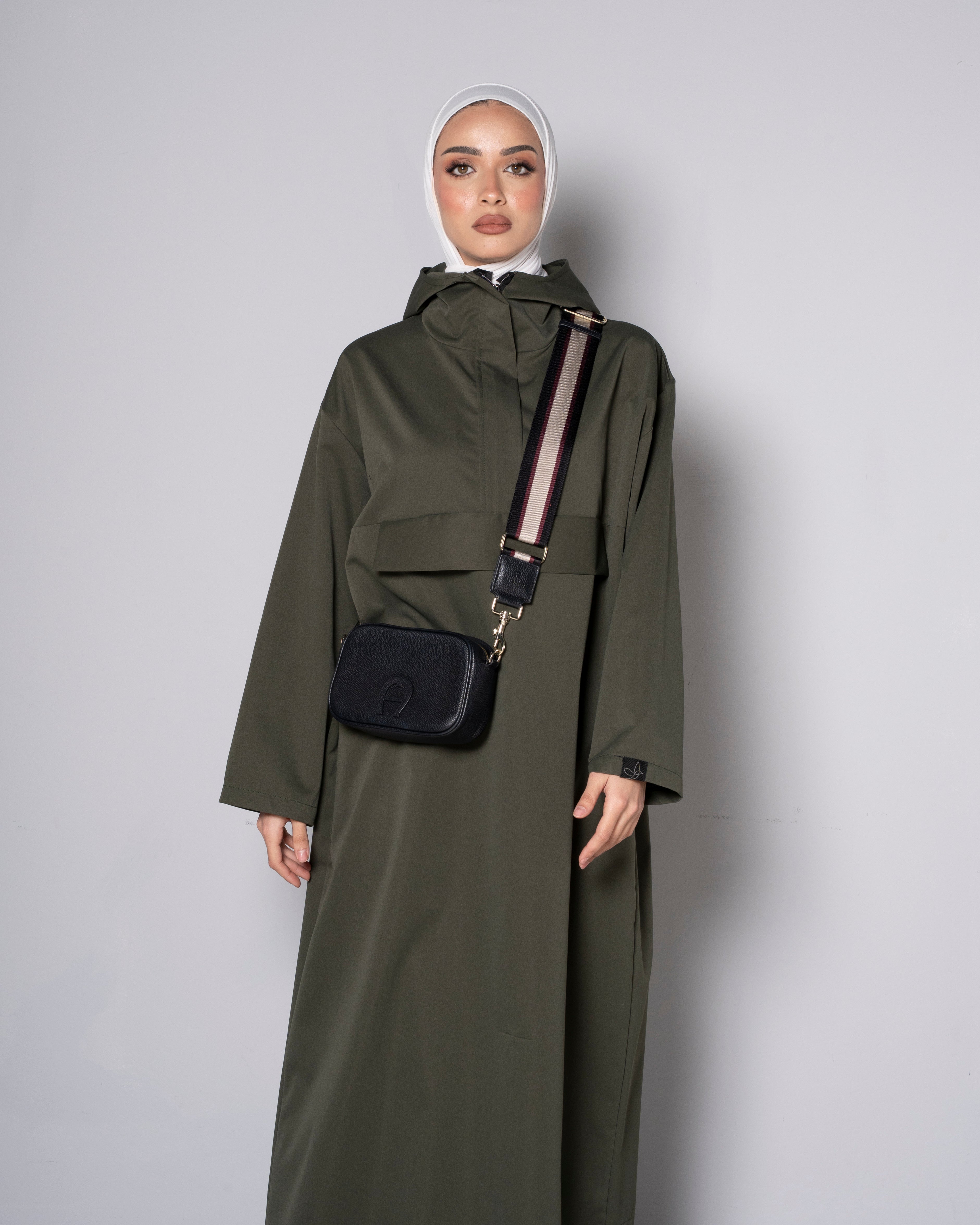 Dark Green Midi Zip Up Hoodie