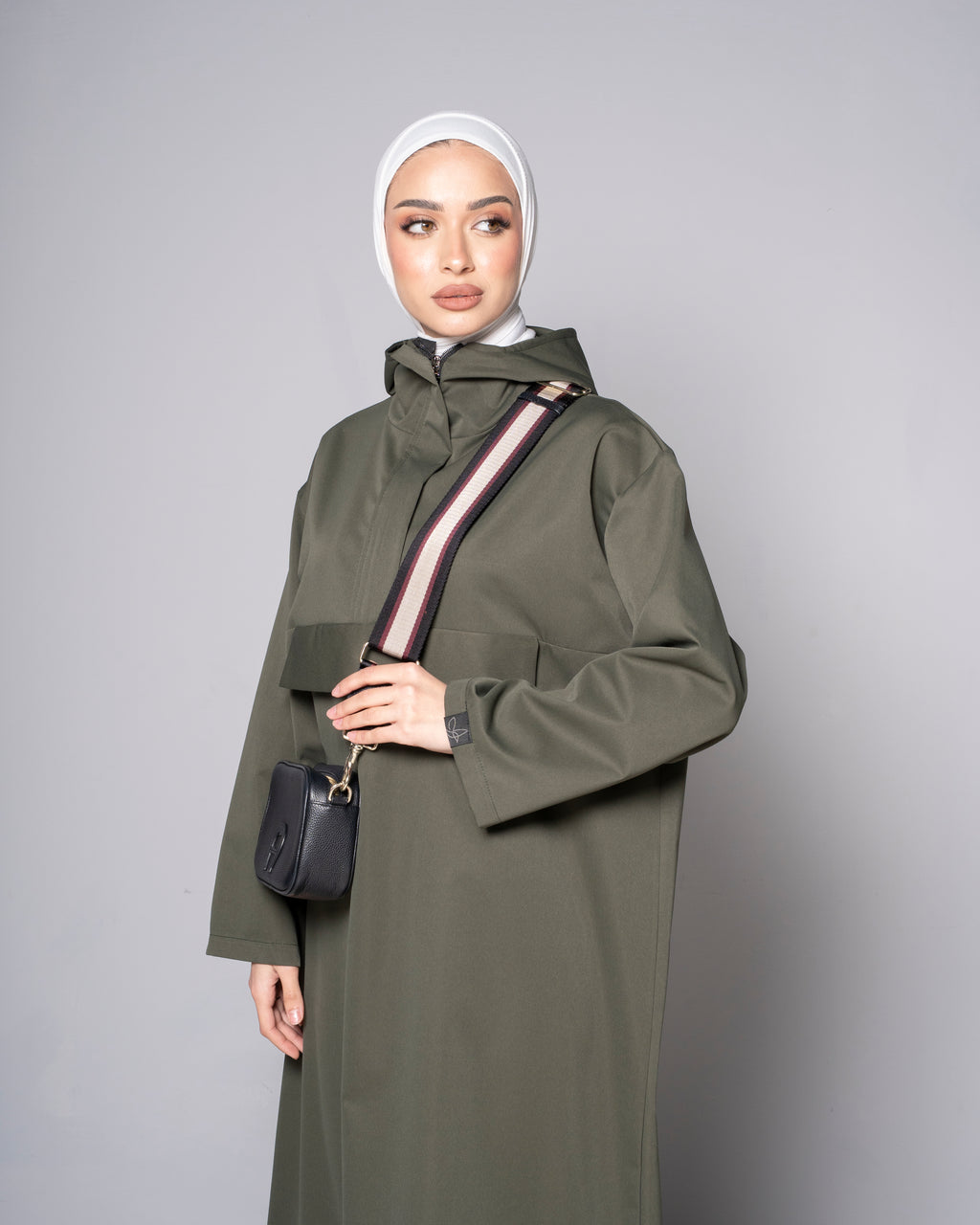 Dark Green Midi Zip Up Hoodie