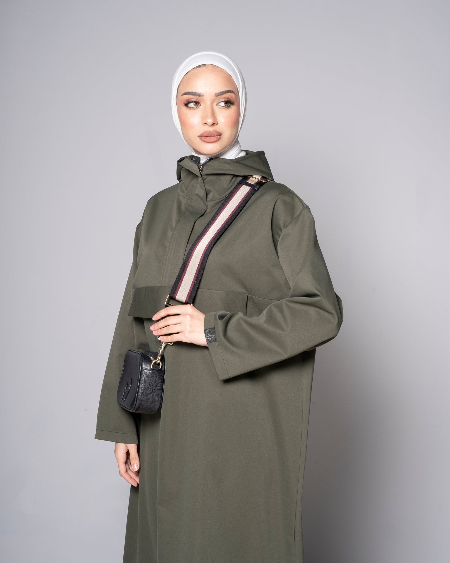 Dark Green Midi Zip Up Hoodie