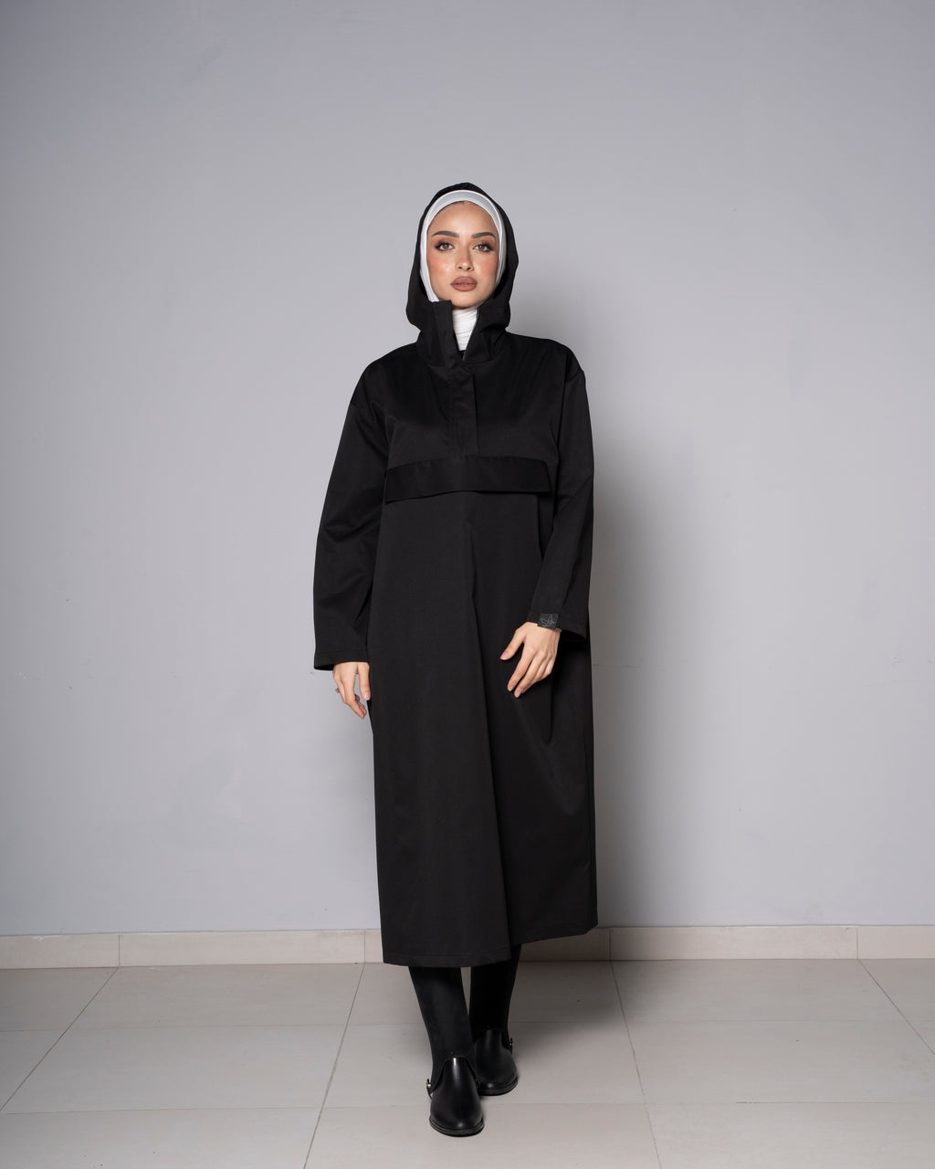 Black Midi Zip Up Hoodie
