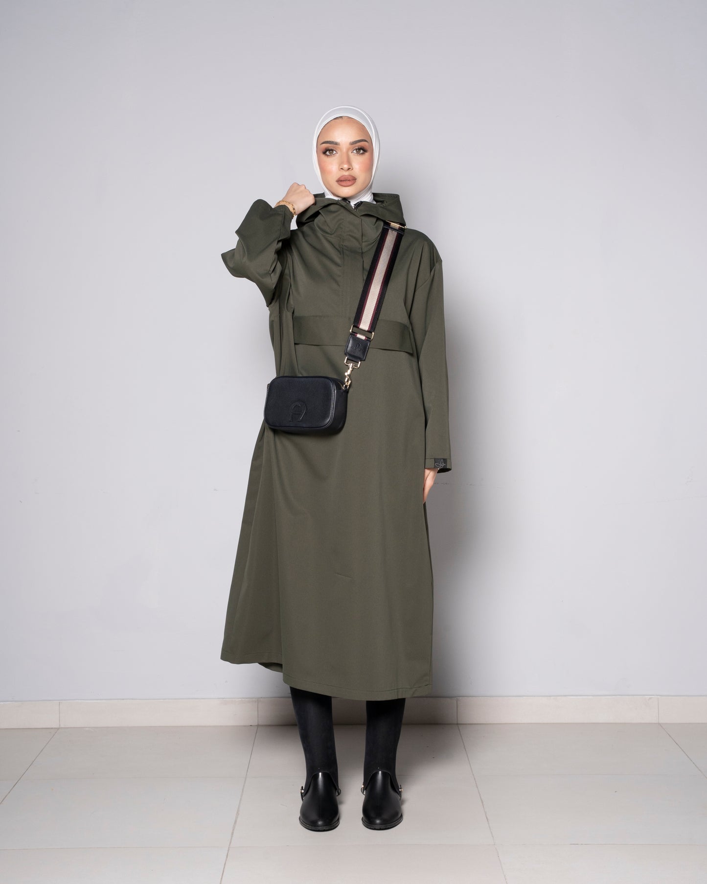 Dark Green Midi Zip Up Hoodie