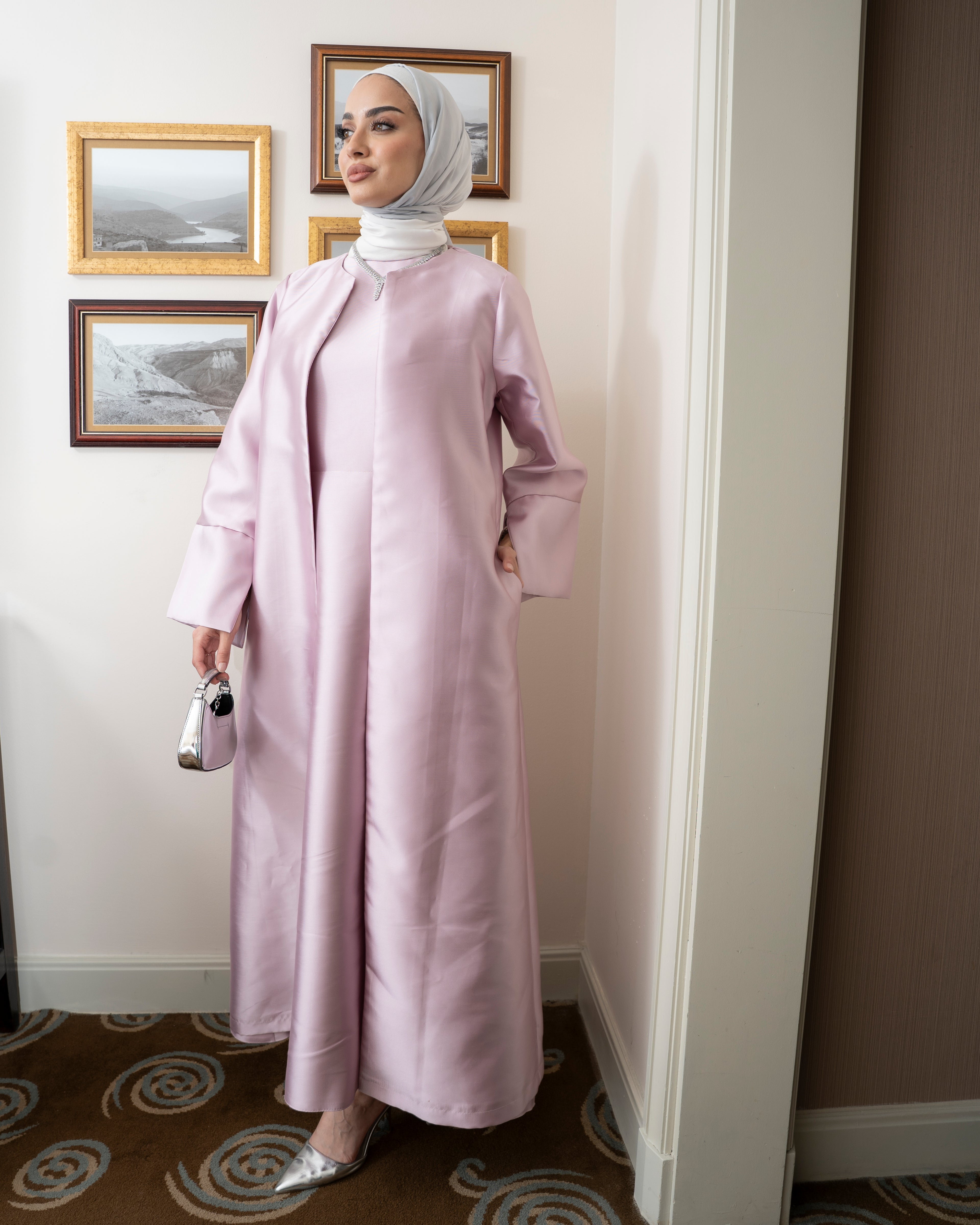 Light Pink Luxury Caftan & Dress Set