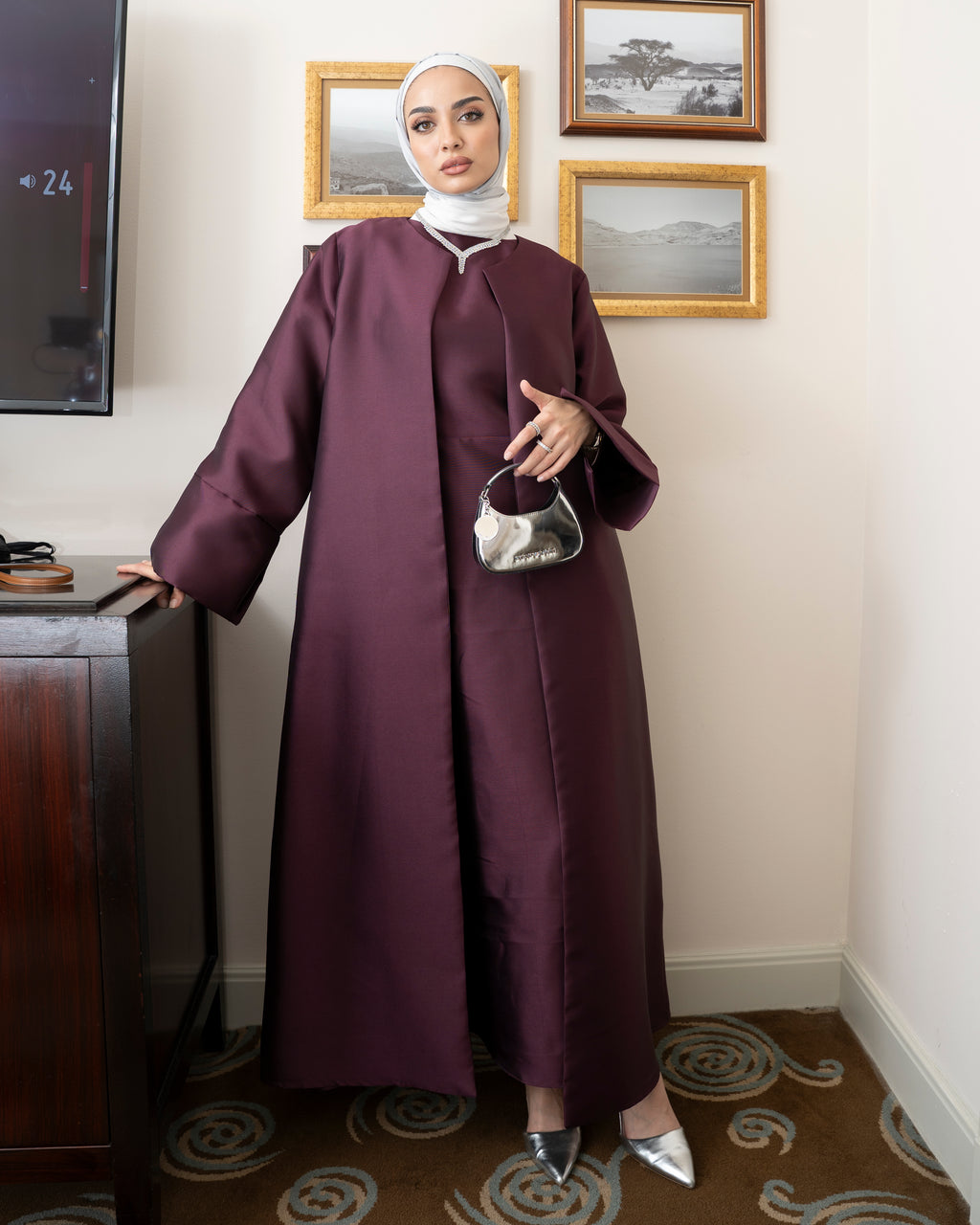 Burgundy Luxury Caftan & Dress Set