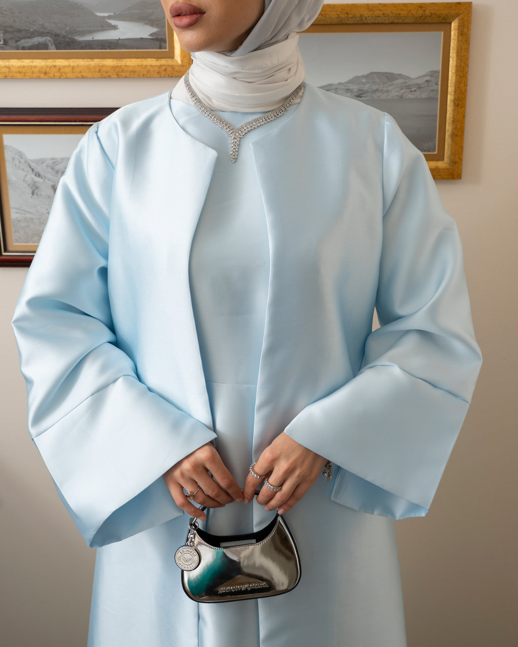 Light Blue Luxury Caftan & Dress Set