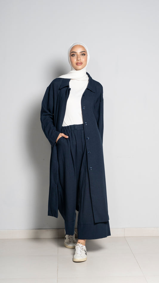 Navy Linen Suit